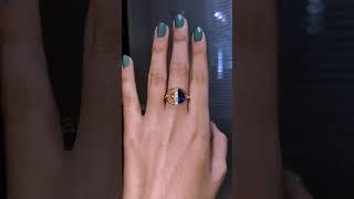  Fancy Cut Diamond Engagement Ring  #fancy #diamondring $#halfmoon #sapphire #yellowstone #jewelry