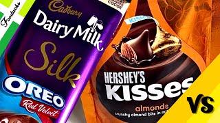 Cadbury Dairy Milk Silk Oreo Red VelvetVsHersheys Kisses Almonds Chocolate#foodacks#youtube