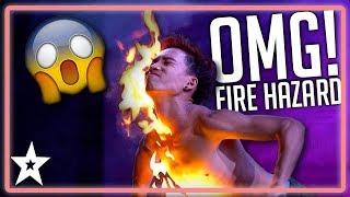 Fire Eater Sets Himself on Fire on Myanmars Got Talent 2019  Kids Got Talent