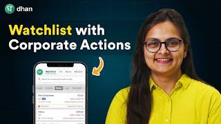 Watchlist with Corporate Actions on Dhan Explained  Stock Split  Bonus Share  Dividends  Dhan