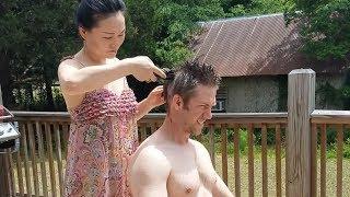 How my Asian wife cuts my Hair