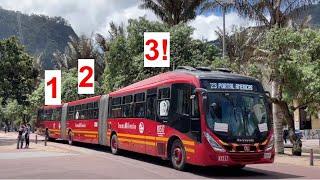 Wow so Long Bi-articulated buses in Bogota Colombia 2023 Three piece
