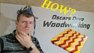 How I made this chevron 3D cutting board? Using oak padauk and osage orange wood. #diy #how