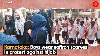 Karnataka Hijab Row Escalates Boys Wear Saffron Scarves To College In Protest