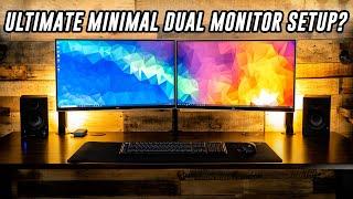 ULTIMATE DUAL MONITOR Minimalistic Home Office Desk SETUP? - VIVO Dual Monitor Stand Review