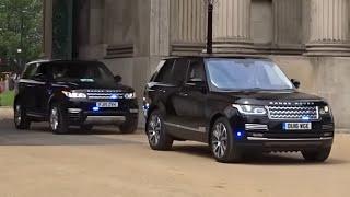 Move over New VIP Range Rovers escorted into Buckingham Palace