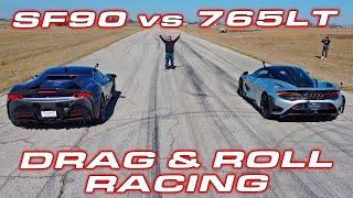 1000 HP enough? *  Ferrari SF90 Stradale vs McLaren 765LT Roll and Drag Racing