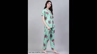 Rayon Floral Print Shirt & Pyjama night dress set