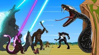 Rescue All Family GODZILLA & KONG GODZILLA EARTH From Evolution of VENOM 3 & PYTHON - FUNNY CARTOON