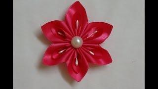 DIY Kanzashi flower easy ribbon flowers tutorial how to makekanzashi flores de cinta