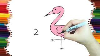 Como Dibujar un AVE a partir del numero 2 - Dibujos con Numeros para Principiantes paso a paso