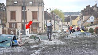 5 Minutes ago chaos in France Storms and floods wash away cars in the Haute-Marne