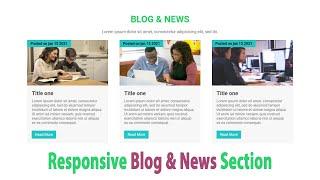 Responsive Blog and News Section With HTML & CSS  Blog Card Design  CSS Grid Layout