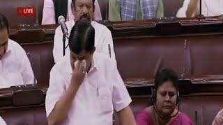 AIADMK MP breaks down during farewell speech in Rajya Sabha