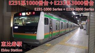 JR East E231-1000 Series + E233-3000 Series at Ebisu