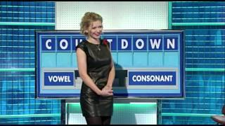 Rachel Riley - Sexy In Leather Dress Black TIghts & Heels