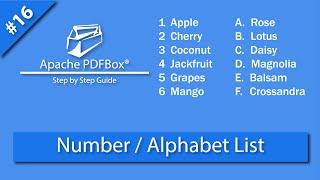 Number List Apache PDFBox Alphabet List Apache PDFBox Tutorial