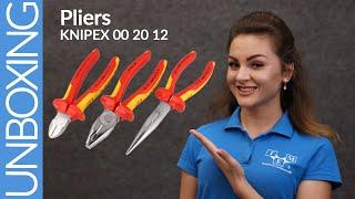 00 20 12 KNIPEX - Electro Pliers Set - UNBOXING. Combination and half-round pliers side cutters.