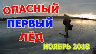 Рыбалка по первому льду ноябрь 2018. Перволедье лед 3 см.