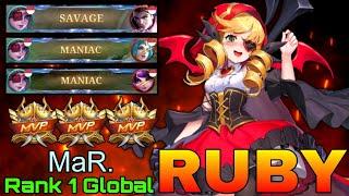 SAVAGE & MANIAC Ruby Double MVP Gameplay - Top 1 Global Ruby by MaR. - Mobile Legends