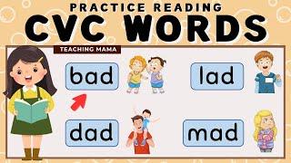 LEARN TO READ CVC WORDS  PRACTICE READING SIMPLE WORDS  SHORT A WORDS  TEACHING MAMA