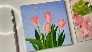 Acrylic painting tulip flowersacrylic painting tutorialacrylic painting for beginners tutorial