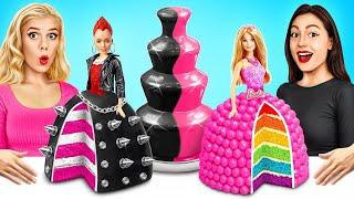 Black vs Pink Cake Decorating Challenge  One Color Food Challenge by MEGA GAME