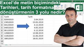 Excelde Metin biçimindeki tarihleri tarihe dönüştürmek için 3 yöntem- 594. video  Ömer BAĞCI