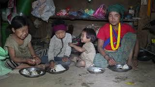 Cooking and eating delicious food by sharing in village  Nepali village