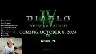 xQc reacts to Diablo IV Vessel of Hatred  Cinematic Trailer