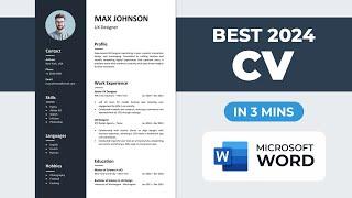 How to Make CV in Microsoft Word  Best CV Format 2024  Quick Resume