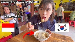 Korean Girl  reaction trying Jakarta  Baksoㅣ Indonesia Street Food