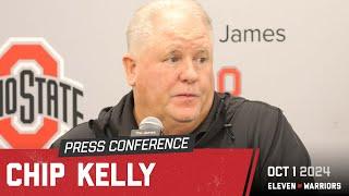 Chip Kelly talks about preparing for Iowas defense progression of Will Howard