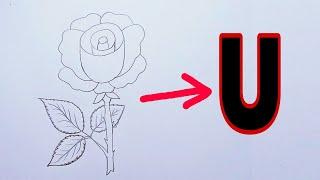 ROSE Drawing Easy  How to Draw a Rose step by step  Dots Drawing  Rose drawing  গোলাপ আঁকা