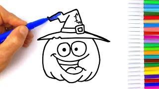 Disegno zucca colorata  Disegni facili per bambini  Halloween divertente