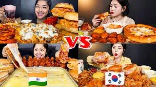 #INDIAvsKOREA#4×SPEED#EATING #CHALLENGE#CHEESEPIZZA#BURGER#FRIEDCHICKEN#ASMR#MUKBANGER#EATINGSOUNDS