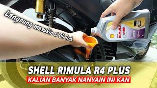 SHELL RIMULA R4 PLUS buat nmax. Baru kali ini ganti oli dibawah 4ribu Km.