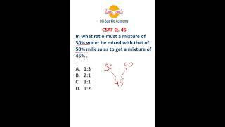 In what ratio mixture of 30% water mix with #maths #csattricks#mixture_and_alligation #mathstricks