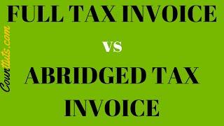 Full Invoice vs Abridged Invoice  SARS
