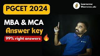 Karnataka PGCET MBA  MCA - 2024 -Answer Key  Learncrew  Lakshmanan #pgcet2024