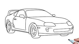 How to draw a Toyota Supra A80 step by step