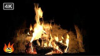 Ancient Fireplace with Crackling Fire and Thunder Sounds 4K Ultra HD