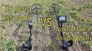 XP Deus X35 28 RC VS Nokta Makro Anfibio Multi Тест на глубину и резделение целей