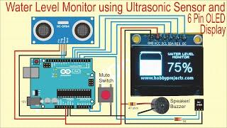 Water Level Monitor using Ultrasonic sensor and 6Pin OLED Display