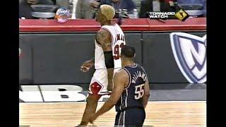 Jayson Williams Pushes Dennis Rodman After Dunk on Him Technical Foul 1998 Playoffs