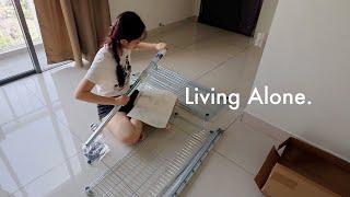 living alone diaries ∙ settling in new bed kitchen organisation unboxing hauls