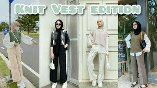 OOTD Knit Vest outfit dengan rompi rajut terbaru