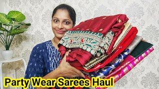 Party Wear Designer Sarees Haul  Affordable Party Wear Sarees Haul