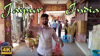 4K  Jaipur India city centre full walk tour Tripolia Bazar in the pink city of Rajasthan