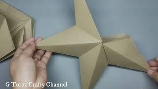 DIY STAR LANTERN  3D STAR MAKING WITH PAPER  PAPER STARS ORIGAMI